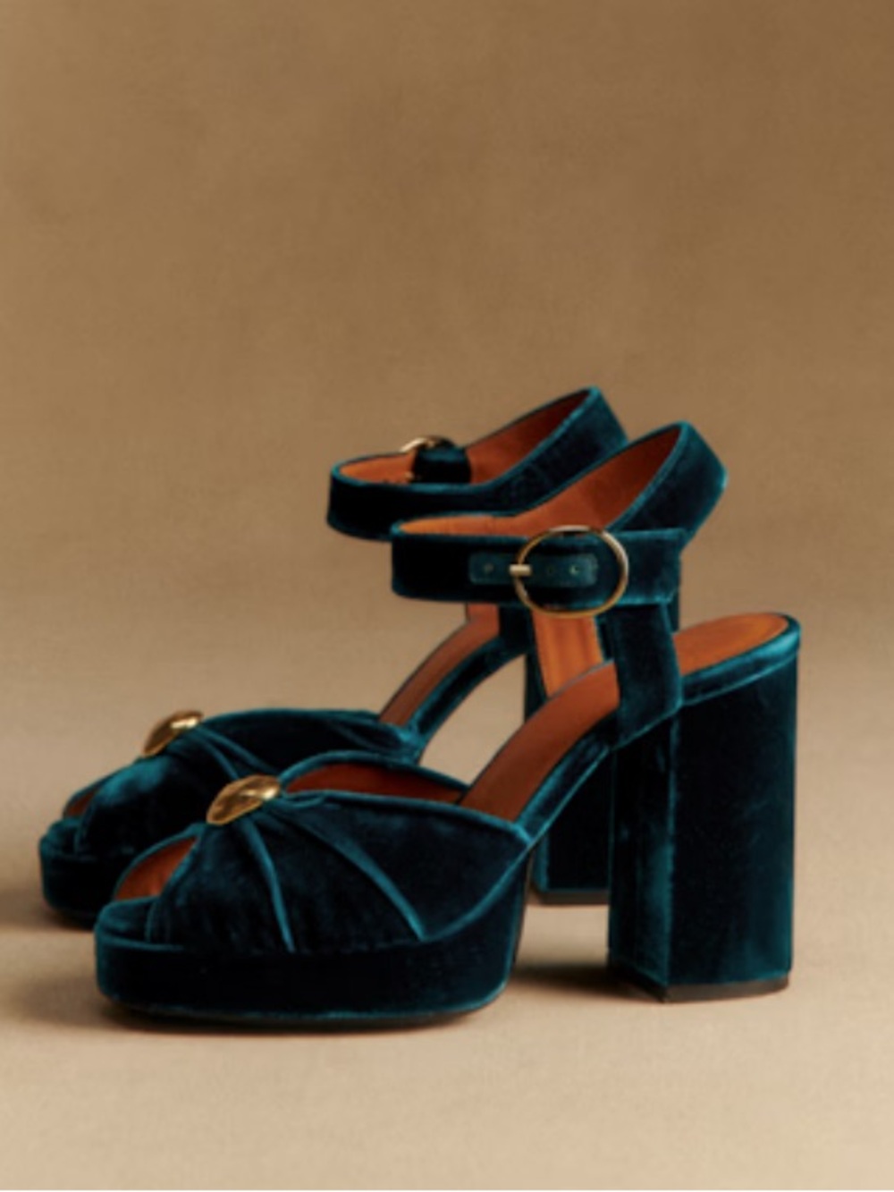 NEW SEZANE High Marjolaine Sandals - Blue Velvet